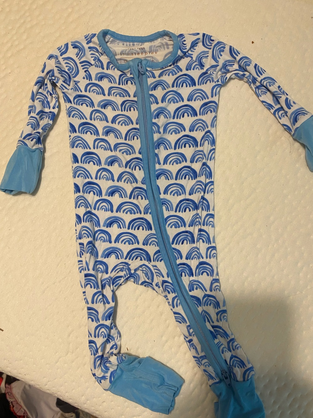 Little Sleepies Blue and White Zip-Front